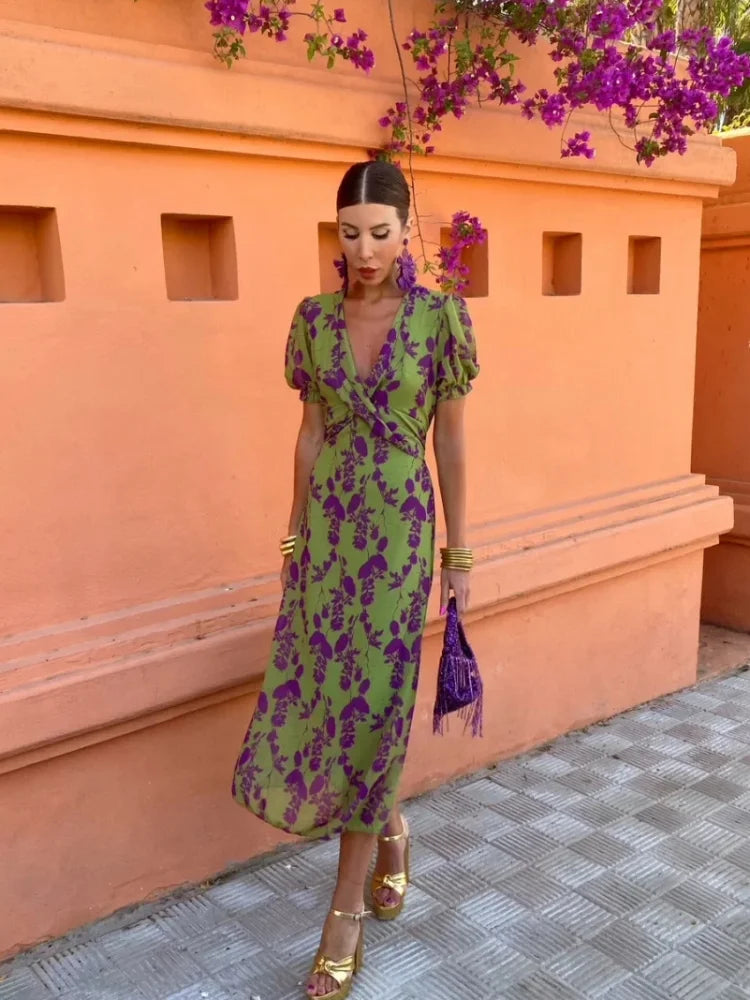 Elegante-Skinny-Print-Gedraaide-Dames-Midi-Jurk-Mode-V-Hals-Korte-Pofmouw-Vestidos-2024-Zomer-Lady_a07422d1-877f-4b48-9848-79373d19231f.webp